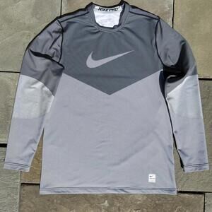 Nike Pro Grey Pattern Long Sleeve T-Shirt